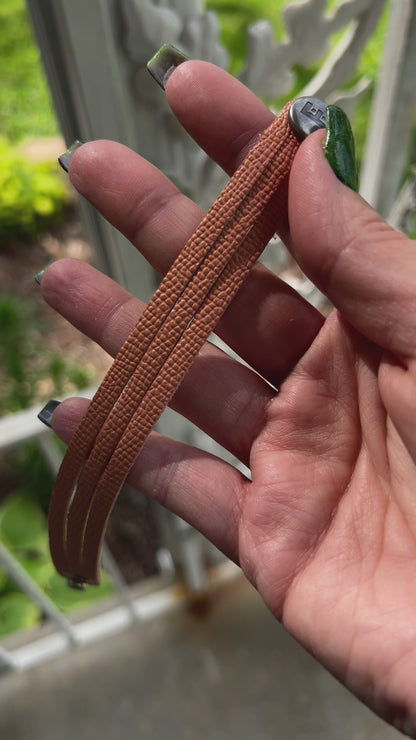 Leather Bracelet / Ultra Skinny Sliced Cuff / Coral Sands