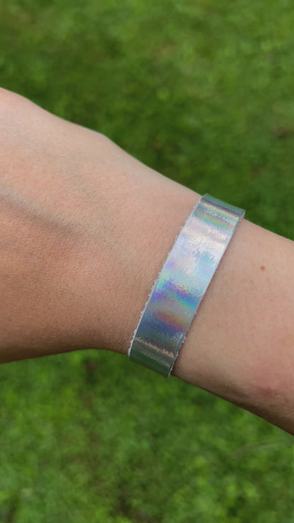 Leather Bracelet / Skinny Slim Cuff / Rainbowy