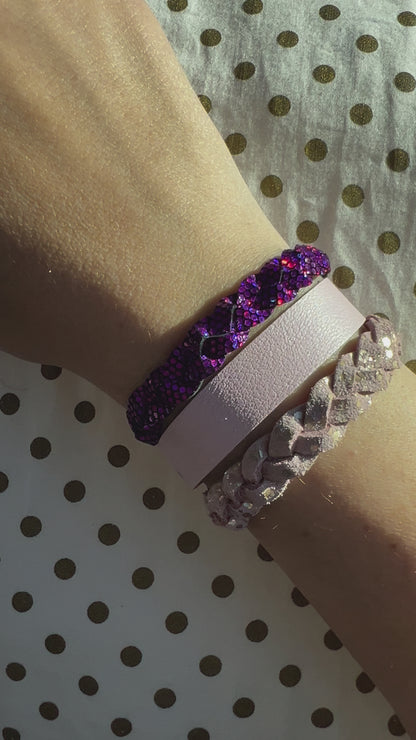 Braided Leather Bracelet / Summer Nights Sparkle