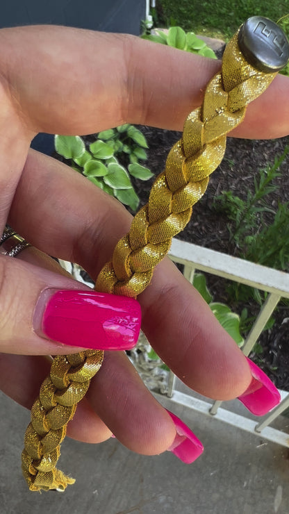 Braided Leather Bracelet / Golden Shimmer