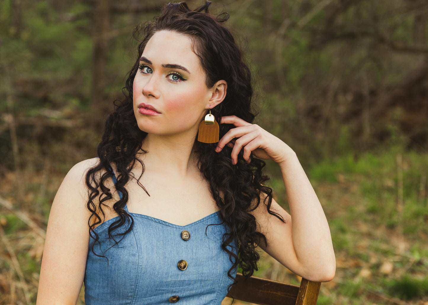 Leather Earrings / Fringies / Nubuck Saddle & Metallic Gold