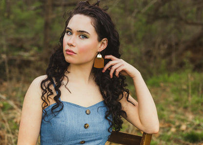Leather Earrings / Fringies / Nubuck Saddle & Metallic Gold