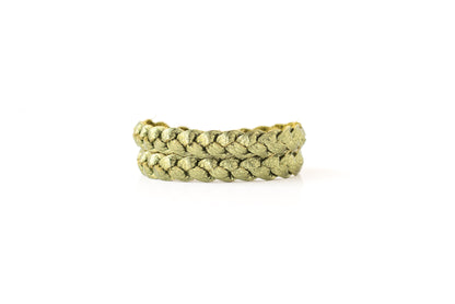Double Wrap Braided Leather Bracelet / Soft Olive