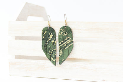 Leather Earrings / Mini Fringe / Driftwood Olive