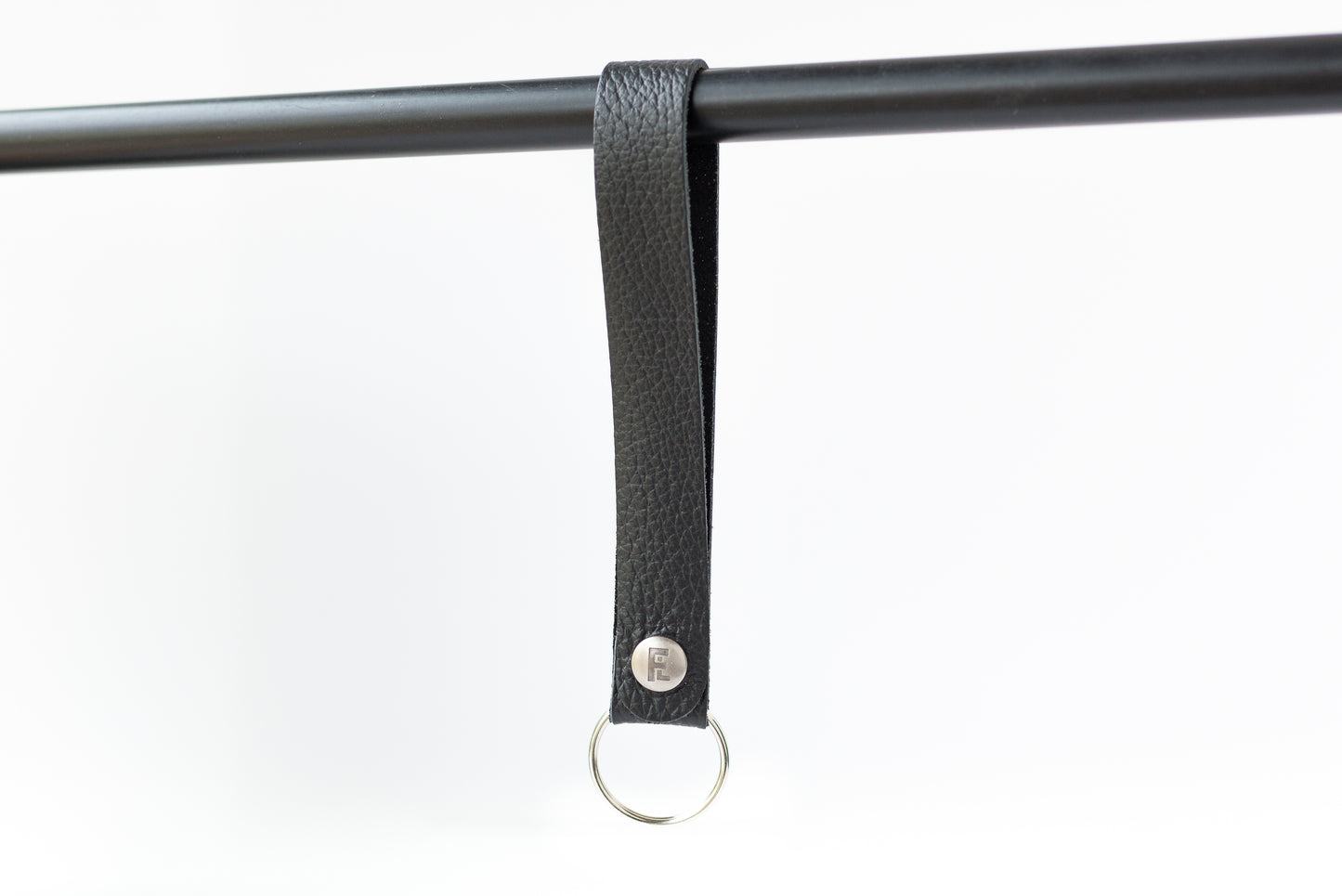 Leather Wristlet Keychain / Snap Loop / Deep Black