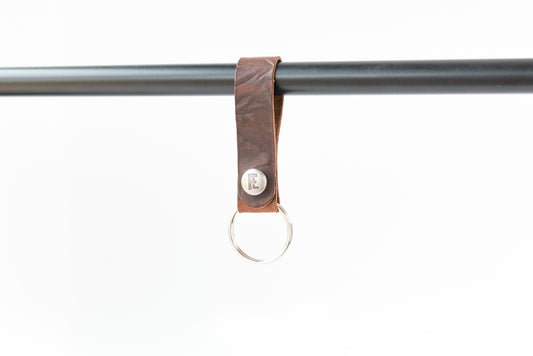 Leather Keychain / Snap Loop / Wrinkled Brown