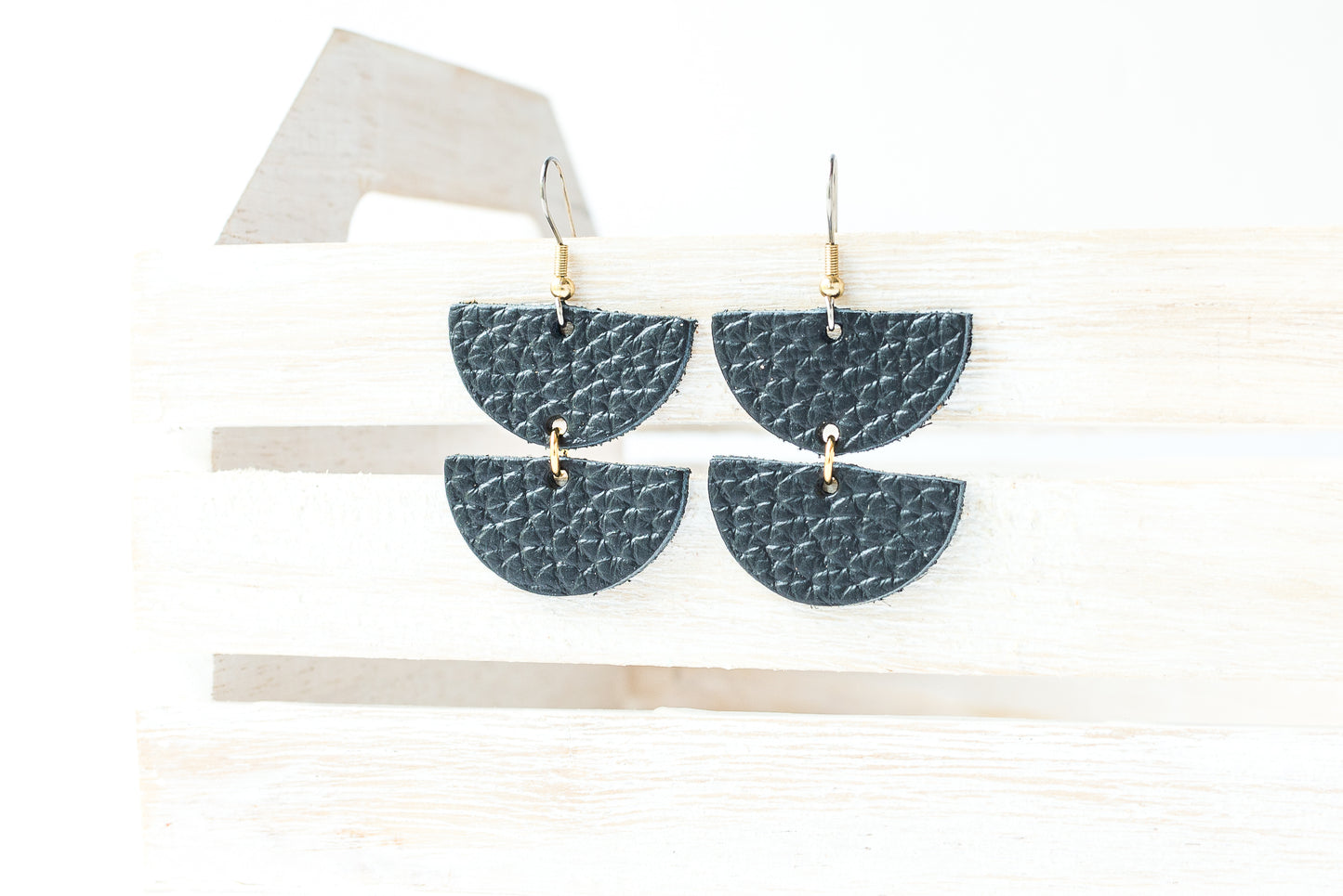 Leather Earrings / Demi Luna / Deep Black