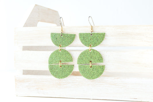 Leather Earrings / Mila / Spinach Sparkle