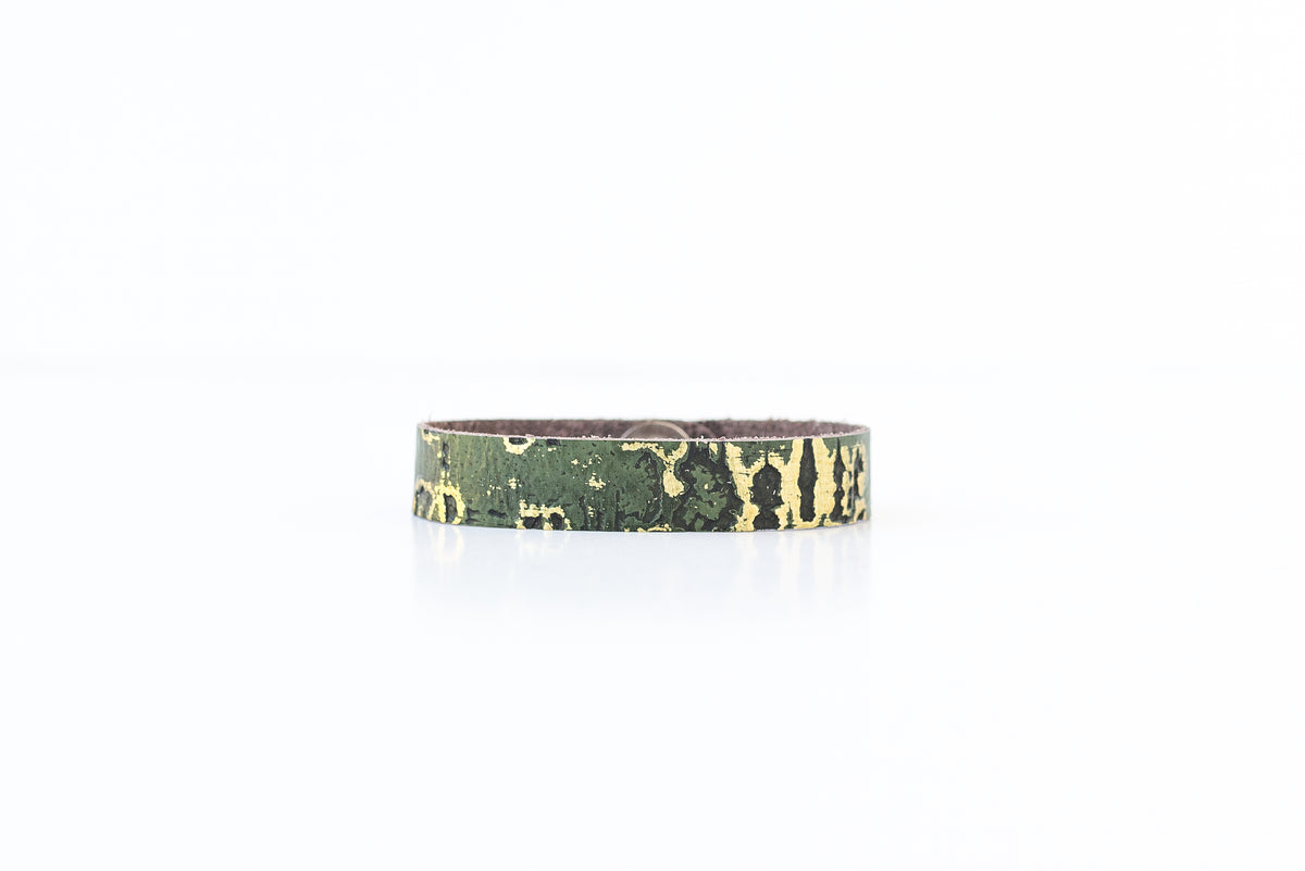 Leather Bracelet / Skinny Slim Cuff / Driftwood Olive