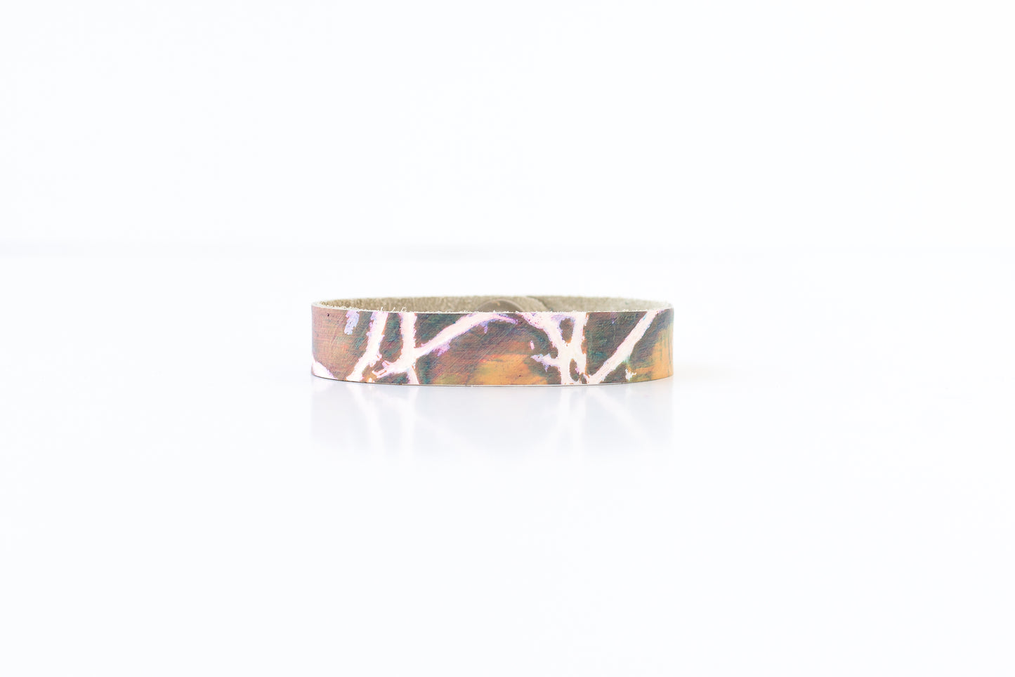 Leather Bracelet / Skinny Slim Cuff / Prism Reptile