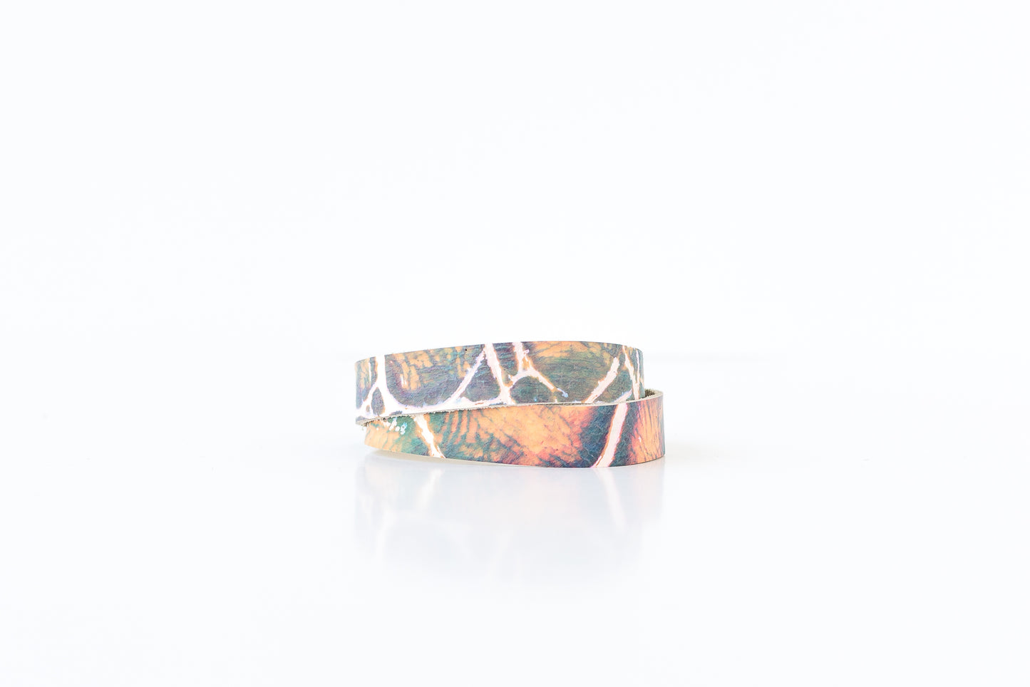 Leather Bracelet / Slim Wrap Cuff / Prism Reptile