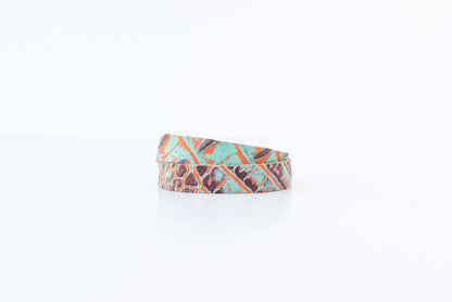 Leather Bracelet / Slim Wrap Cuff / Sunset Croc