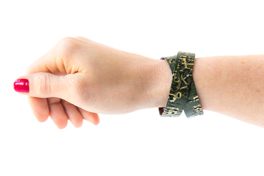 Leather Bracelet / Slim Wrap Cuff / Driftwood Olive