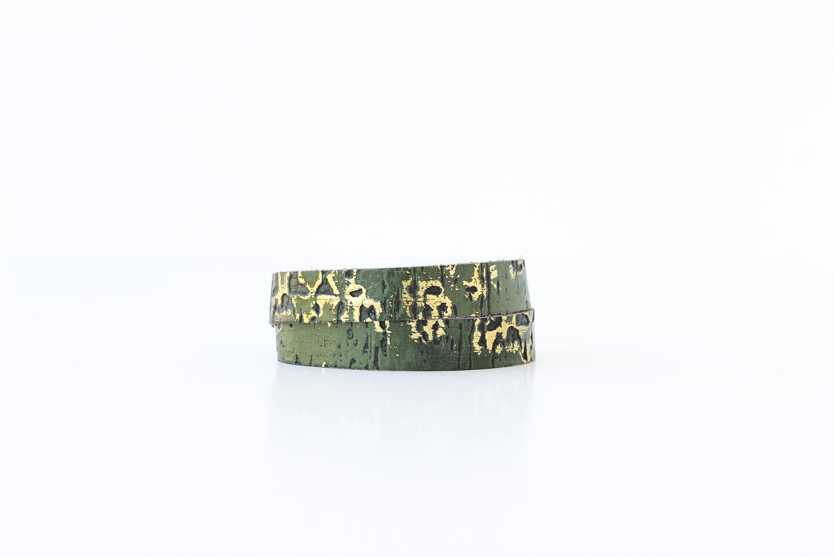 Leather Bracelet / Slim Wrap Cuff / Driftwood Olive