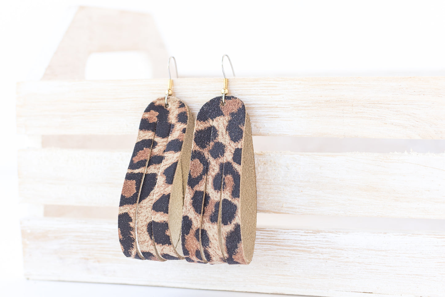 Leather Earrings / Sliced Leather / Matte Leopard