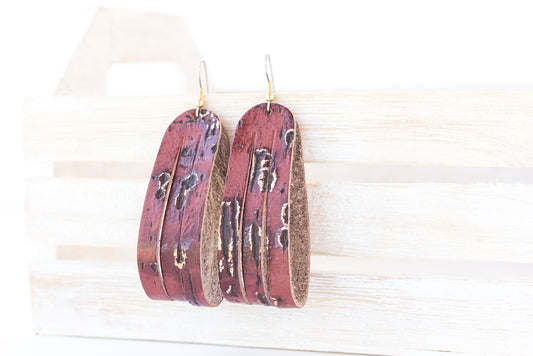 Leather Earrings / Sliced Leather / Driftwood Oxide