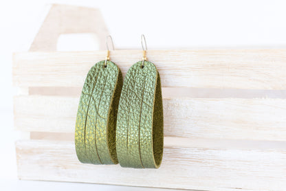 Leather Earrings / Sliced Leather / Soft Olive