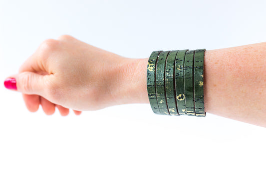 Leather Bracelet / Original Sliced Cuff / Driftwood Olive