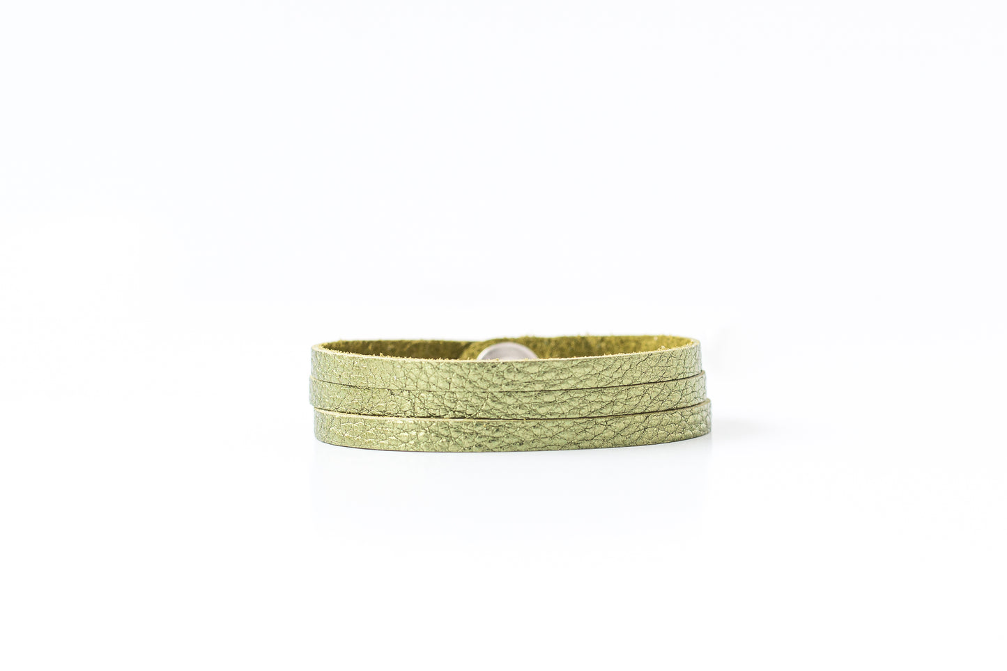 Leather Bracelet / Ultra Skinny Sliced Cuff / Soft Olive