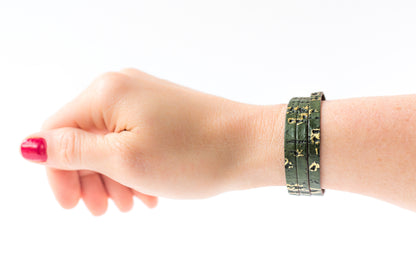 Leather Bracelet / Ultra Skinny Sliced Cuff / Driftwood Olive