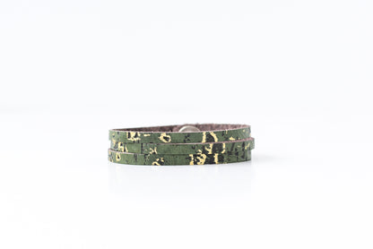 Leather Bracelet / Ultra Skinny Sliced Cuff / Driftwood Olive