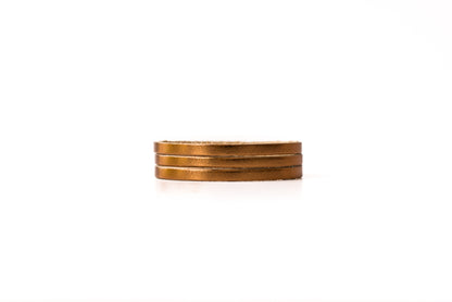 Leather Bracelet / Ultra Skinny Sliced Cuff / Metallic Bronze