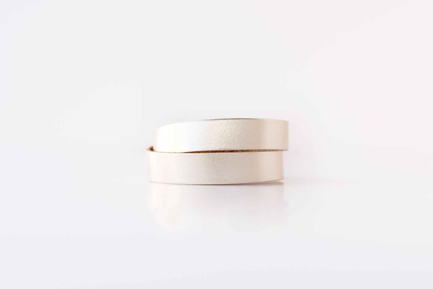 Leather Bracelet / Slim Wrap Cuff / Metallic Platinum