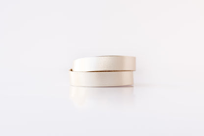 Leather Bracelet / Slim Wrap Cuff / Metallic Platinum