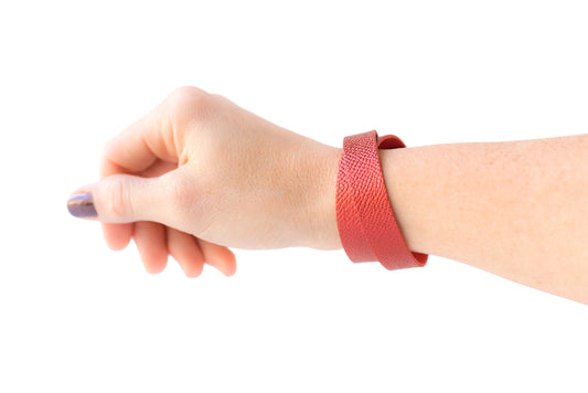 Leather Bracelet / Slim Wrap Cuff / Fire Opal Shimmer