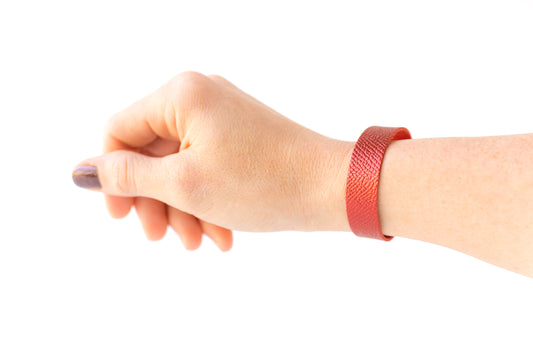 Leather Bracelet / Skinny Slim Cuff / Fire Opal Shimmer