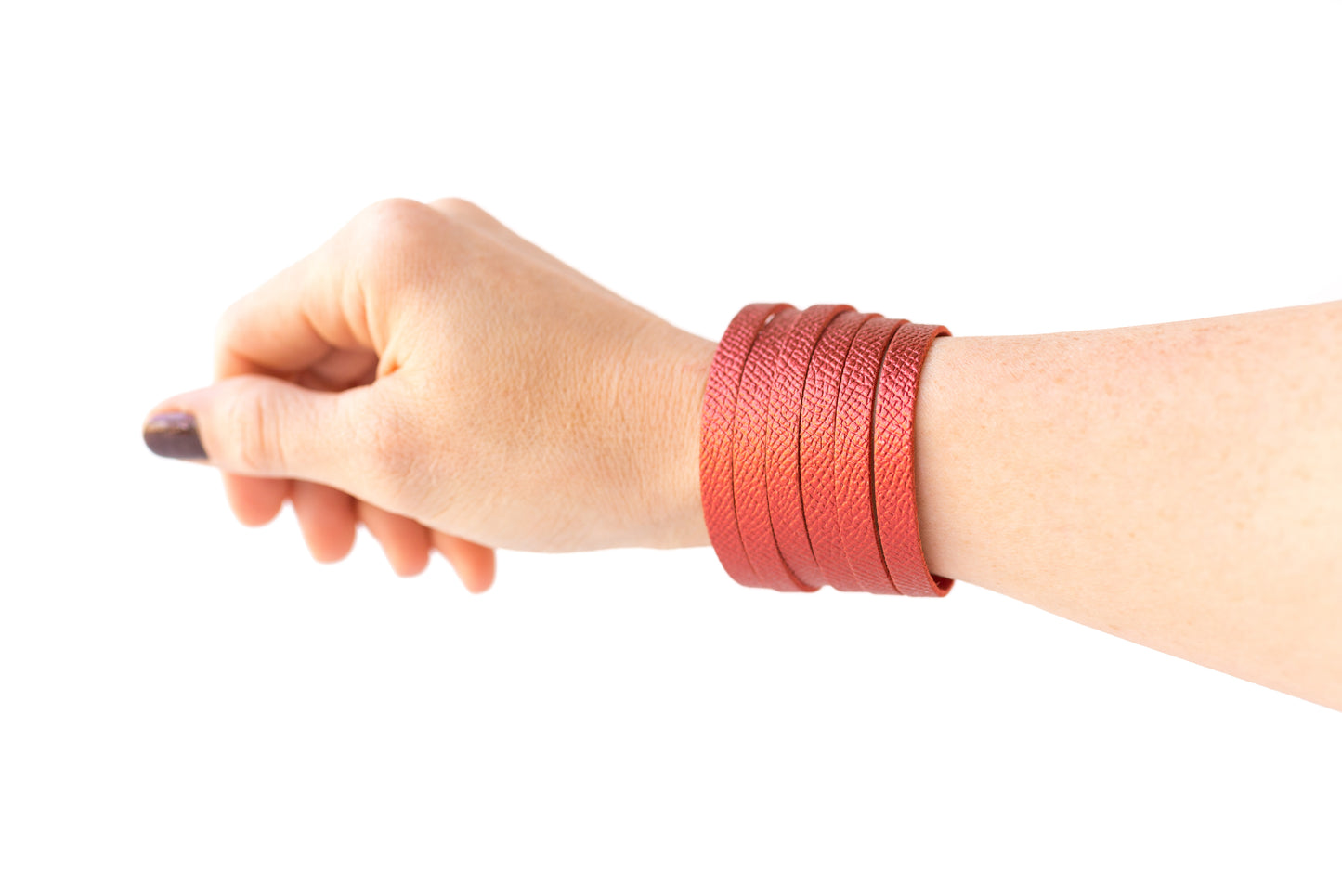 Leather Bracelet / Original Sliced Cuff / Fire Opal Shimmer