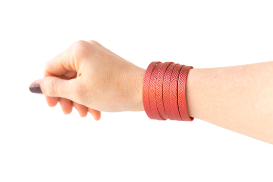 Leather Bracelet / Original Sliced Cuff / Fire Opal Shimmer