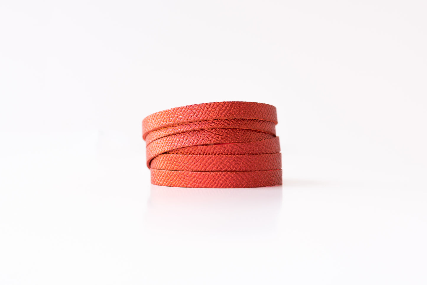 Leather Bracelet / Skinny Sliced Wrap Cuff / Fire Opal Shimmer