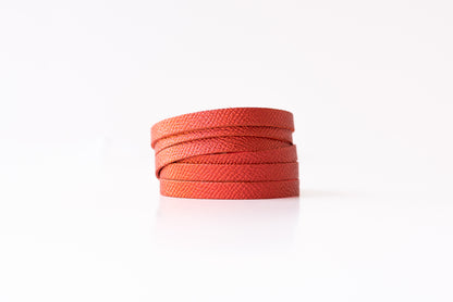 Leather Bracelet / Skinny Sliced Wrap Cuff / Fire Opal Shimmer