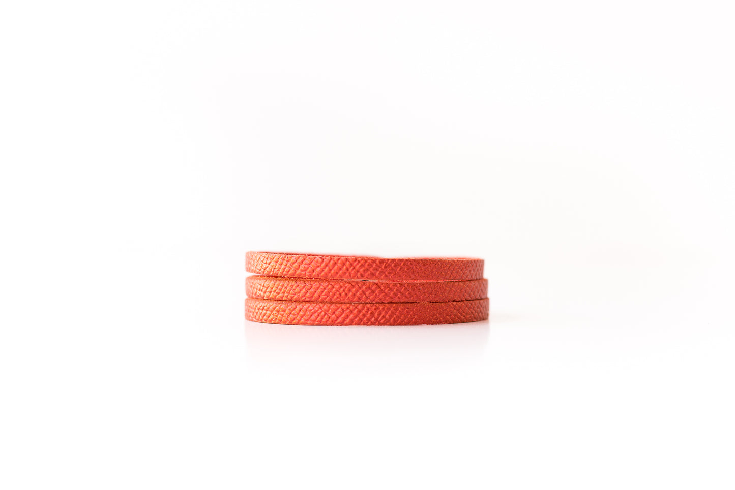 Leather Bracelet / Ultra Skinny Sliced Cuff / Fire Opal Shimmer