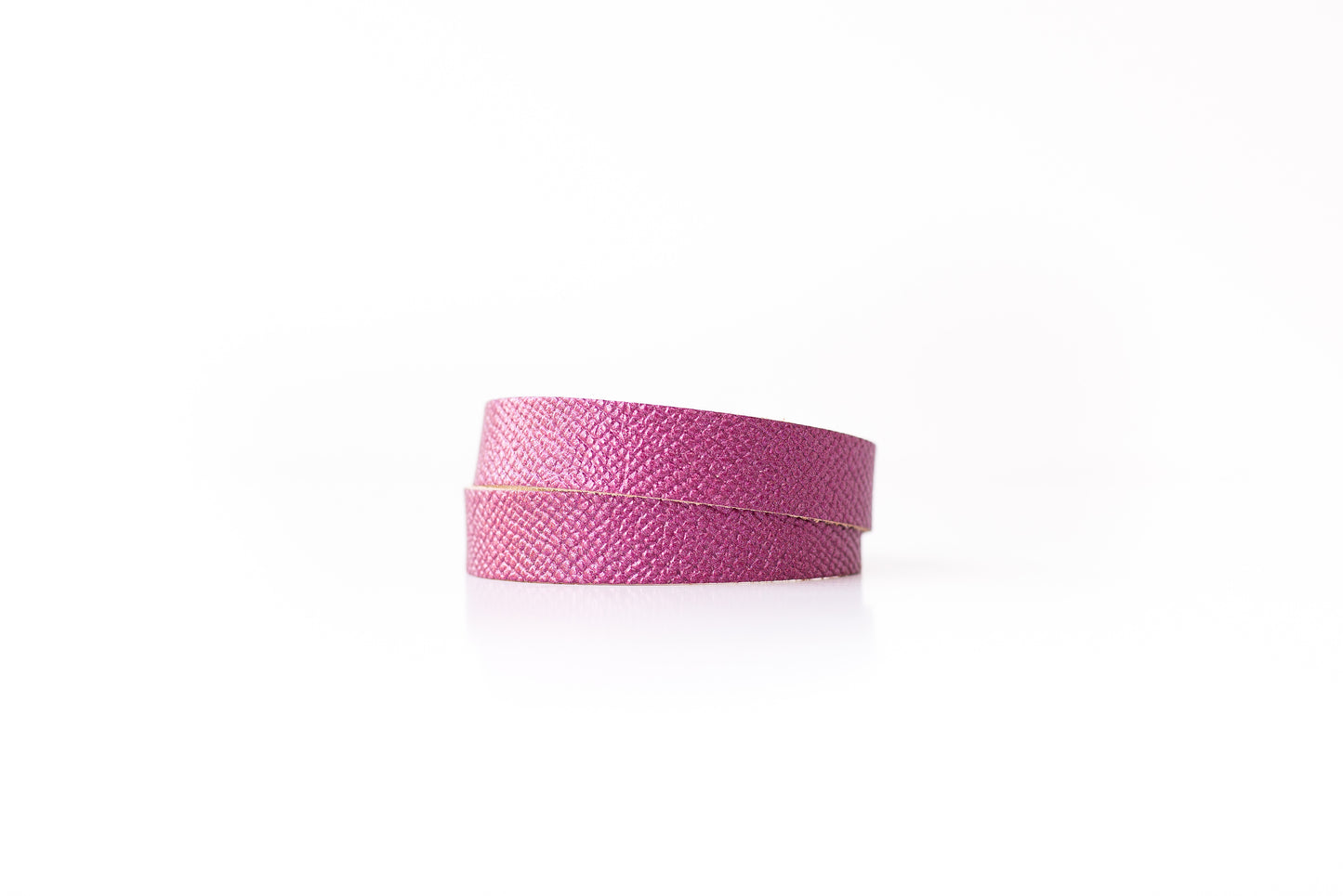 Leather Bracelet / Slim Wrap Cuff / Pink Sapphire Shimmer