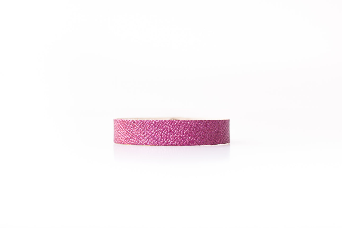 Leather Bracelet / Skinny Slim Cuff / Pink Sapphire Shimmer