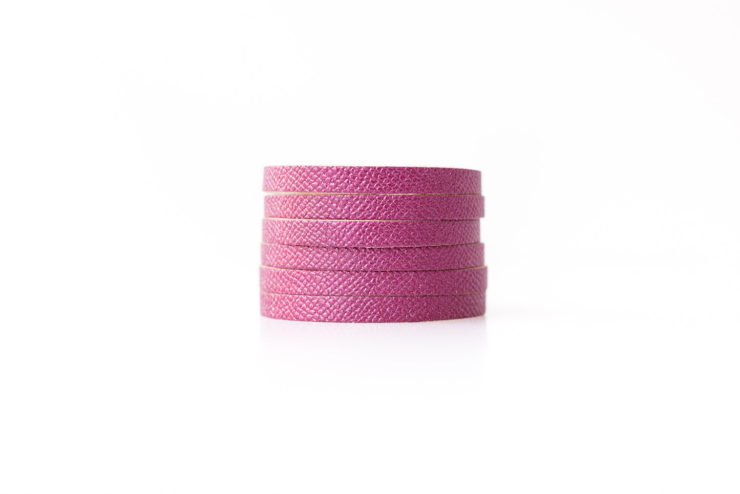Leather Bracelet / Original Sliced Cuff / Pink Sapphire Shimmer