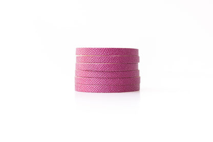 Leather Bracelet / Original Sliced Cuff / Pink Sapphire Shimmer