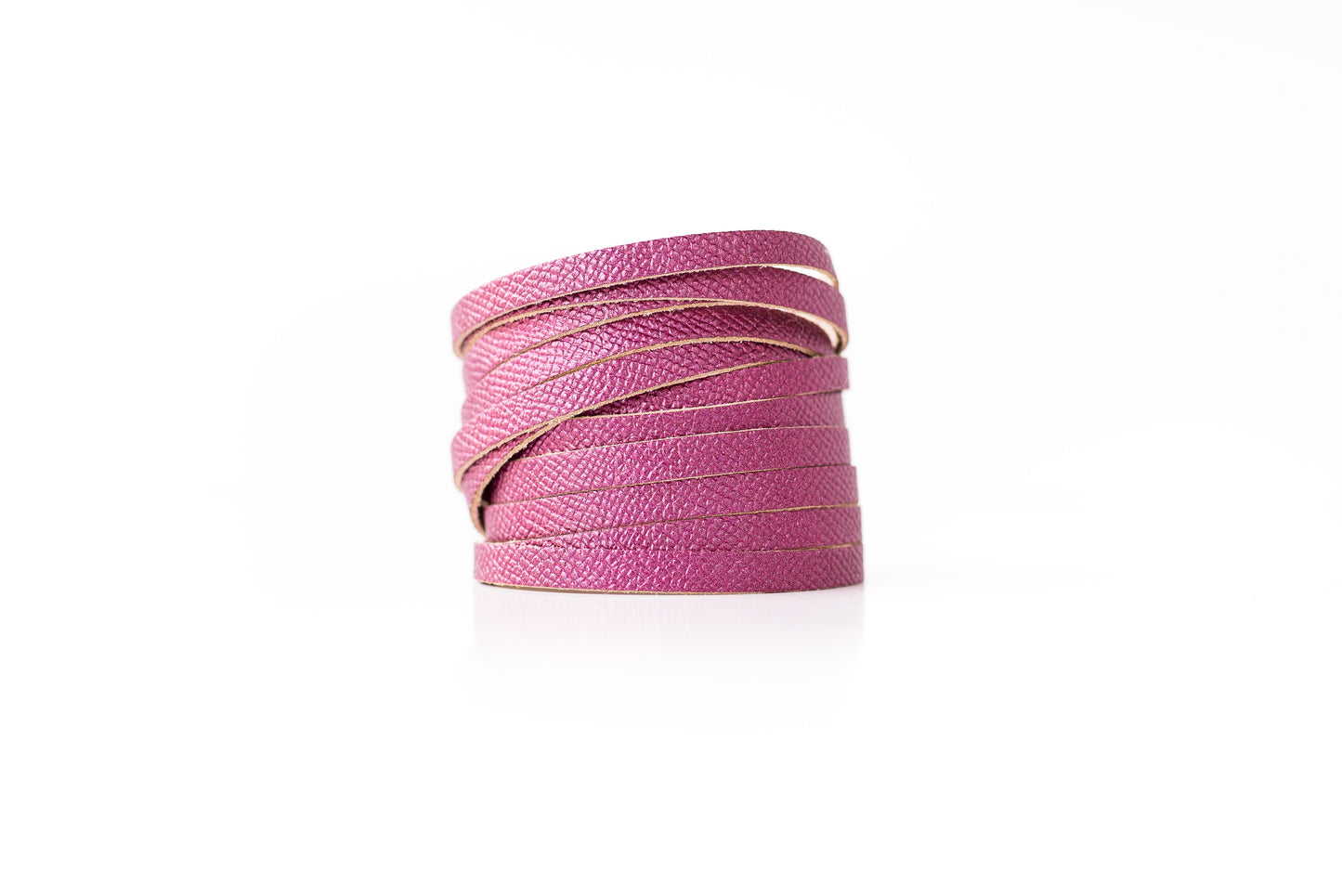 Leather Bracelet / Original Sliced Wrap Cuff / Pink Sapphire Shimmer