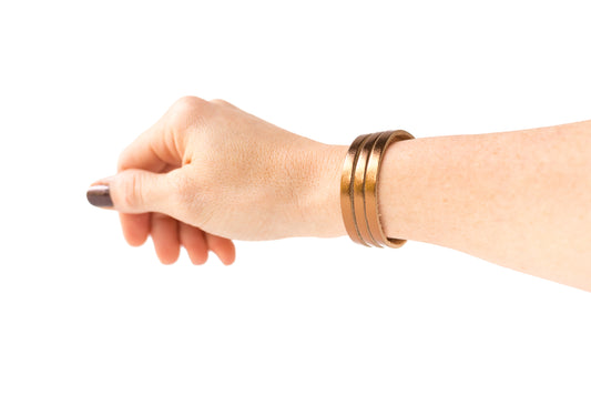 Leather Bracelet / Ultra Skinny Sliced Cuff / Metallic Bronze