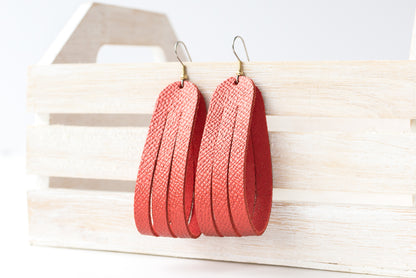 Leather Earrings / Sliced Leather / Fire Opal Shimmer