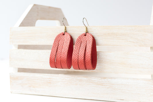 Leather Earrings / Mini Sliced / Fire Opal Shimmer