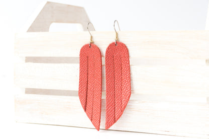 Leather Earrings / Fringe / Fire Opal Shimmer