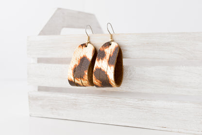 Leather Earrings / Mini Sliced / Shimmer Big Cat