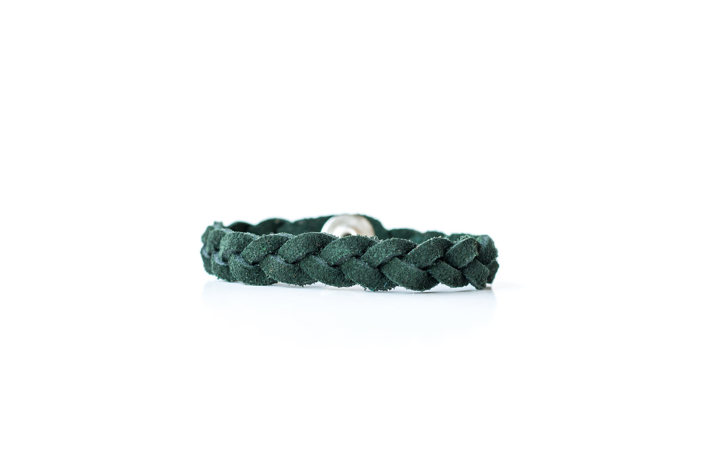 Braided Leather Bracelet / Forest Green Suede