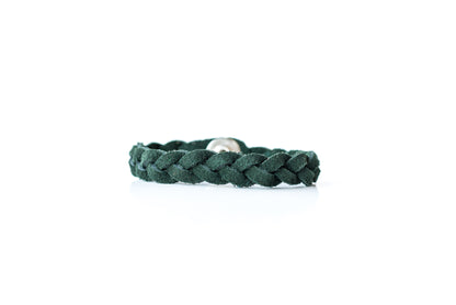Braided Leather Bracelet / Forest Green Suede