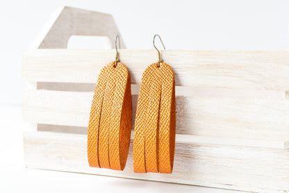 Leather Earrings / Sliced Leather / Autumn Blaze