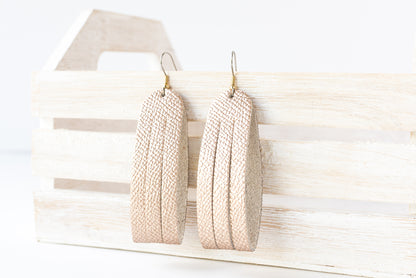 Leather Earrings / Sliced Leather / White Gold