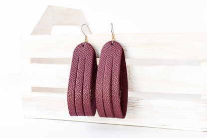 Leather Earrings / Sliced Leather / Cabernet